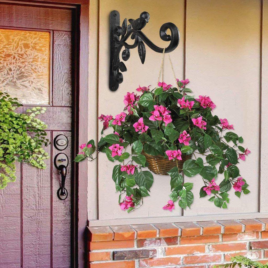 Cast Iron Bird Plant Stand With Wall Mount For Indoor Garden And Balcony Decor