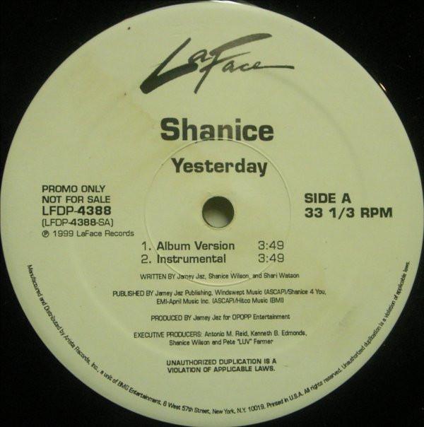 

12inch Record SHANICE Yesterday LFDP4388PROMO LAFACE RECORDS 1999 US SoulFunk Used
