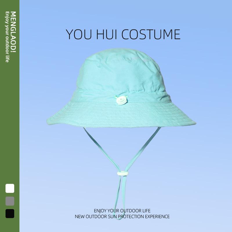 Barn enfärgad bucket hat sommar stor brätte UV-skydd solhatt söt baby mode mångsidig strandhatt