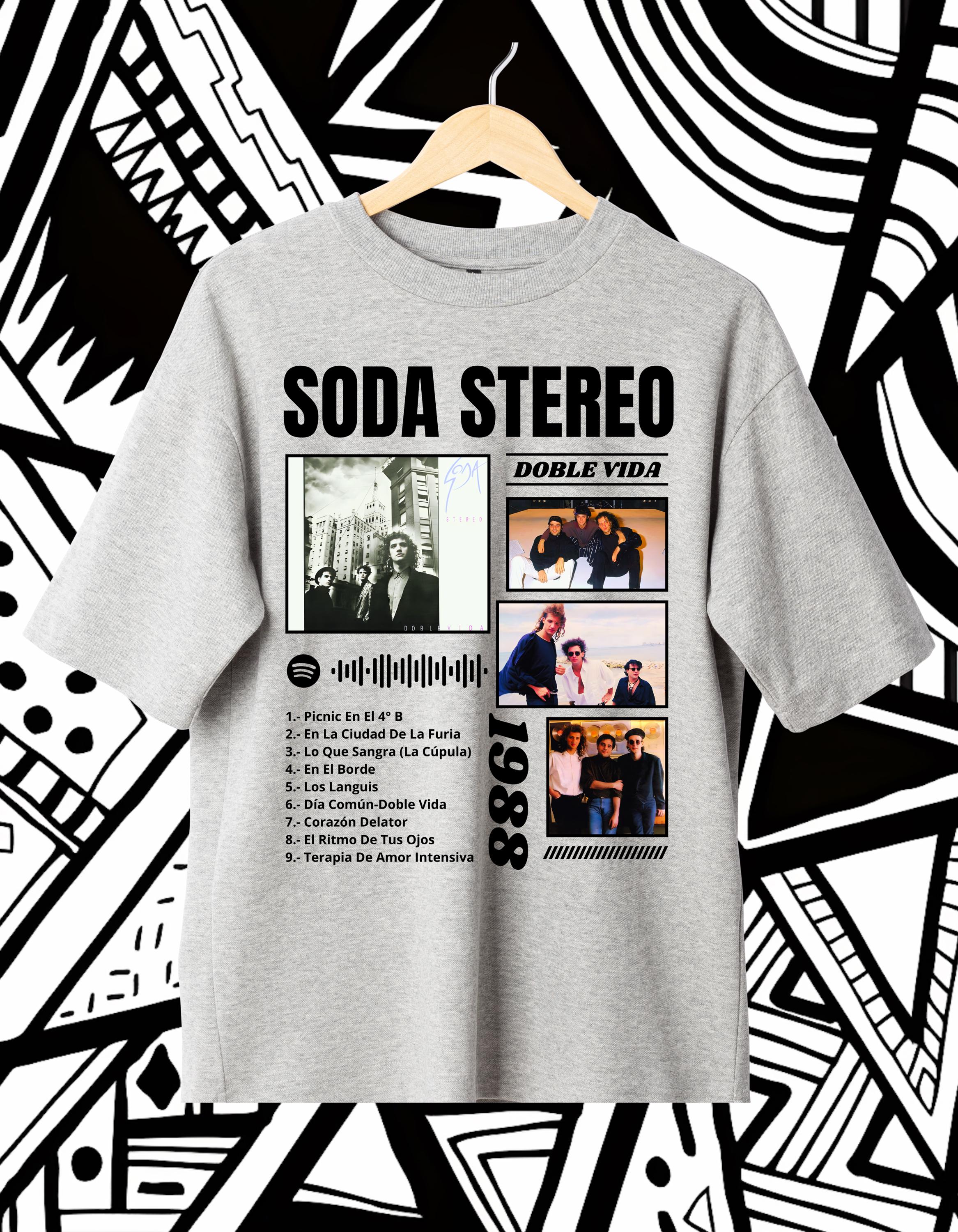 Summer Soda Stereo Fan T-shirt Design: Retro Music Fan T-shirt, Fashionable Street Trend Casual Short-sleeved Plus-size Clothing S