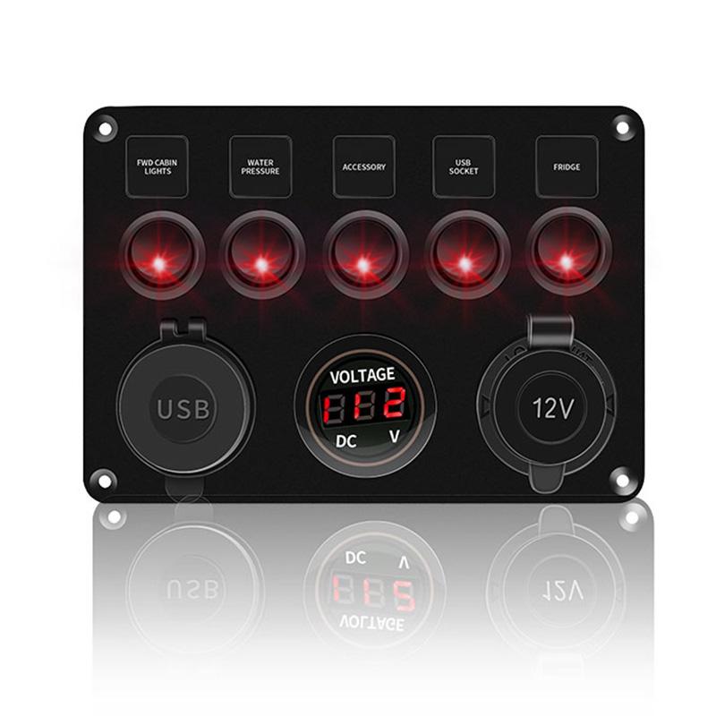 5 Gang 8 Gang Button Rocker Toggle Switch Panel Usb Control For Car Truck Marine Boat RV ATV UTV Camper Caravan Circuit Breaker