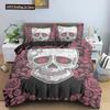 3D Skull Print Bedding Set Skeleton Down Duvet Cover Large Size Quilt 2/3 pcs Gemini Bedroom Decor