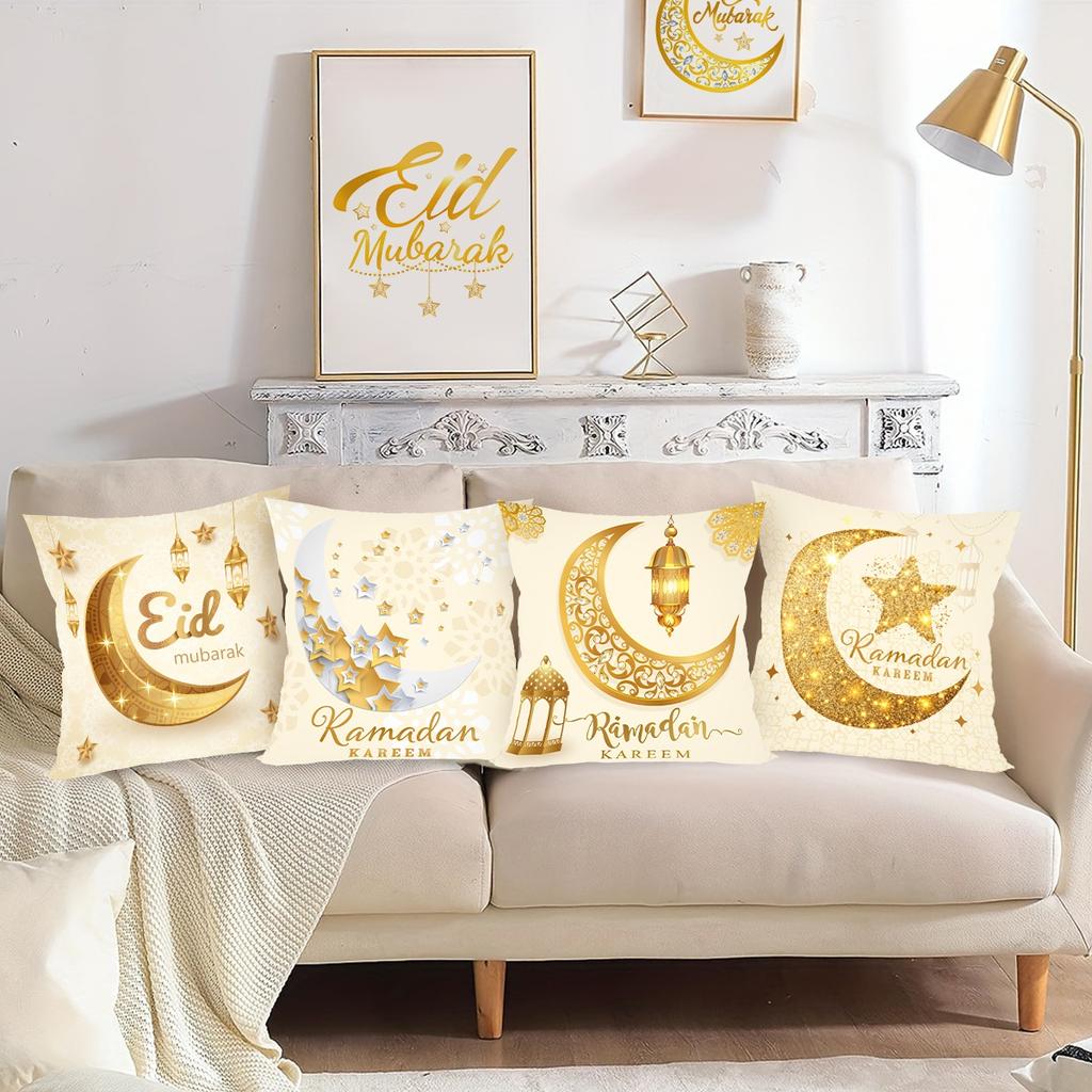 2026 Eid Mubarak Pillowcase Decor for Home Sofa Cushion Cover Islamic Ramadan Kareem Decoration Mosque Muslim Pillow Cover Gifts