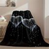Cozy Black Double Heart Print Flannel Throw Blanket - Soft, Breathable Polyester, Contemporary Style with Sparkling Hearts & Sta