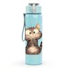 1PC Soft Kitten Simple Art 750ml Color Plastic Sports Water Bottle Leakproof Flip Straw Lid Suitable for Sports Office Home Use