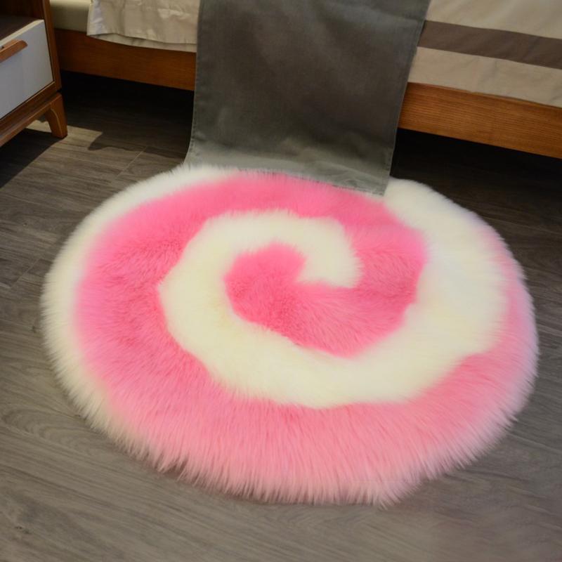 

Soft Fluffy Faux Fur Rug Washable Mat Living Room Bedside Shaggy Fur Rugs Small Round Carpets Bedroom Floor Cushion Mats 40x40cm