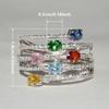 Huitan Trendy Multi-Layers Colorful CZ Rings for Women Luxury Wedding Band Accessories Cocktail Party Statement Jewelry