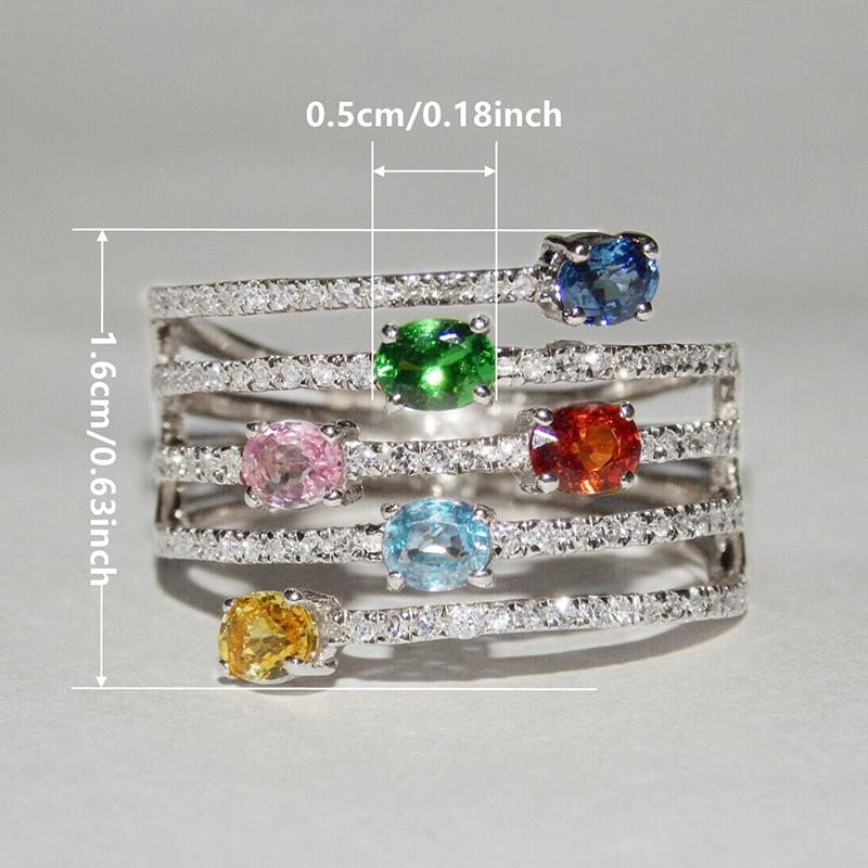 Huitan Trendy Multi-Layers Colorful CZ Rings for Women Luxury Wedding Band Accessories Cocktail Party Statement Jewelry