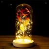 Glass cover LED light gold foil rose Christmas send girlfriend luminous rose night light handmade flower