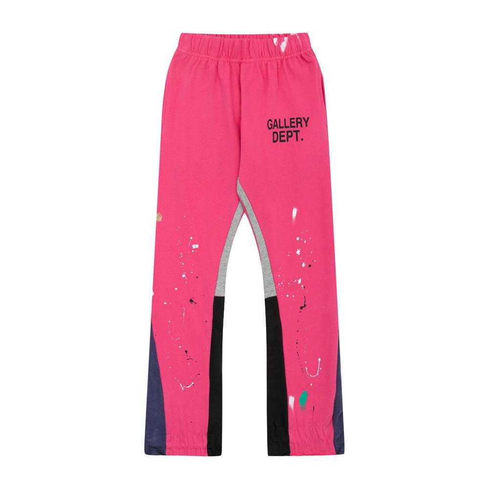Gallery Dept Pantalon de survêtement décontracté style high street à cordon de serrage, splicing à éclaboussures d'encre peint à la main, légèrement tiré, pantalon de sport ample pour hommes et femmes