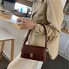 Französische Elegante Damen PU-Leder Schultertaschen Vielseitige Einfarbige Damen Handtaschen Geldbörse Vintage Damen Klappentasche Unterarmtasche