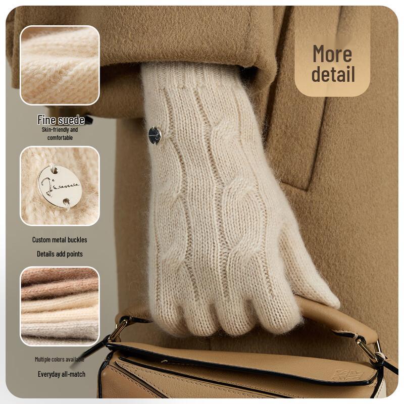 JIUMU Women's Pure Cashmere Winter Gloves