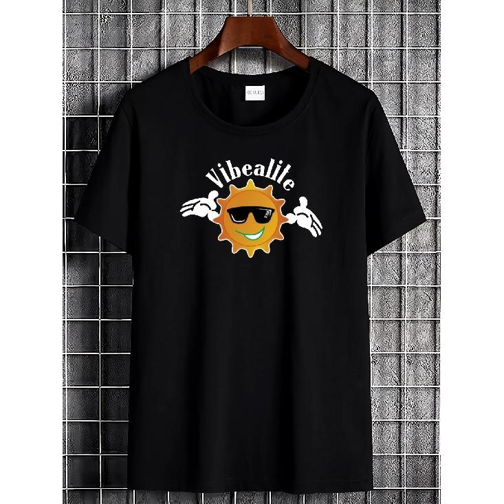 Vibealite Retro Washed T-Shirt for Men and Women - Retro 90s Rave graphic tee with Vibealite logo, soft and breathable fabric, a casual streetwear S чёрный