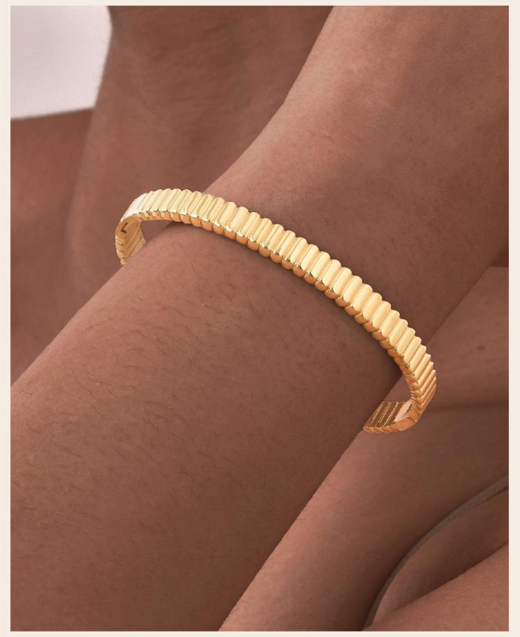 Stainless Steel Bangle Bracelet Women,18k IP Gold Plated Waterproof  Minimalist Designer Inspired Jewelry Gift