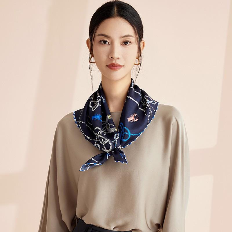 Womens 70cm Silk Square Scarf Fashionable Printed Neckerchief Premium Gift Her
