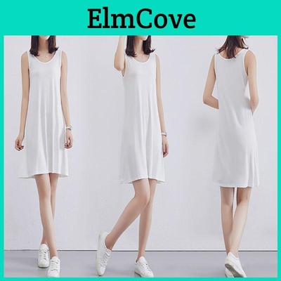 Elegant Women Long Cami Stretch Tank Top Sleeveless T Shirt Bodycon Tunic Mini Dress