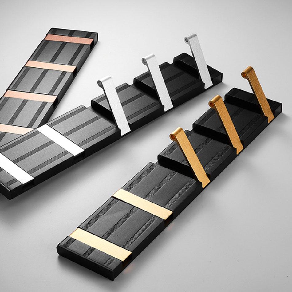 Invisible Folding Wall Hook Black Sliver Gold Aluminum Hallway Bathroom Lavatory Door Clothes Towel Storage  1 2 3 4 5 6 Hooks