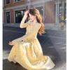 2026 French Yellow Spaghetti Strap Summer Dress for Petite Women - Beautiful Long Skirt