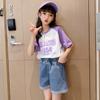 Girls' Summer Outfit Set: Denim Shorts and Short-Sleeved Top