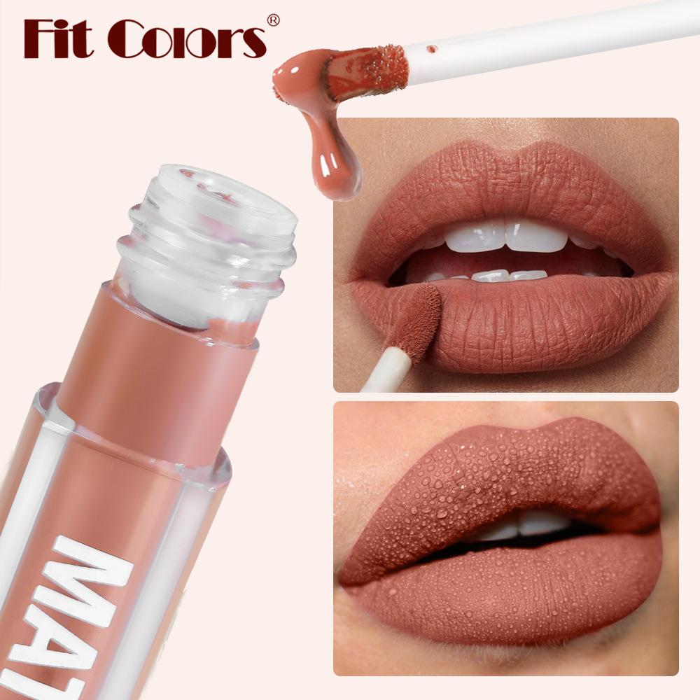 Fit Colors Stile Bohémien Rossetto Liquido Opaco Impermeabile Lunga Tenuta Non Si Attacca alle Tazze Lucidalabbra Vellutato Tinta Labbra Nude Rossa Kit Trucco per Donne