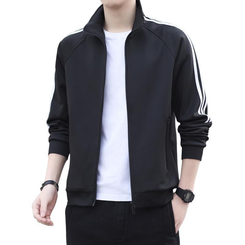 2022 Unisex Stand-Up Collar Baseball Jacket - Casual Three-Bar Design for Students