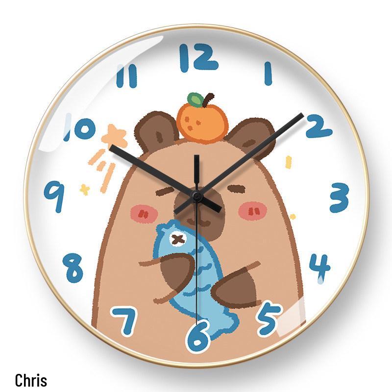 Capybara Cartoon Wall Clock: Cute, Creative, Automatic Time Adjustment for Living Room & Bedroom Decor