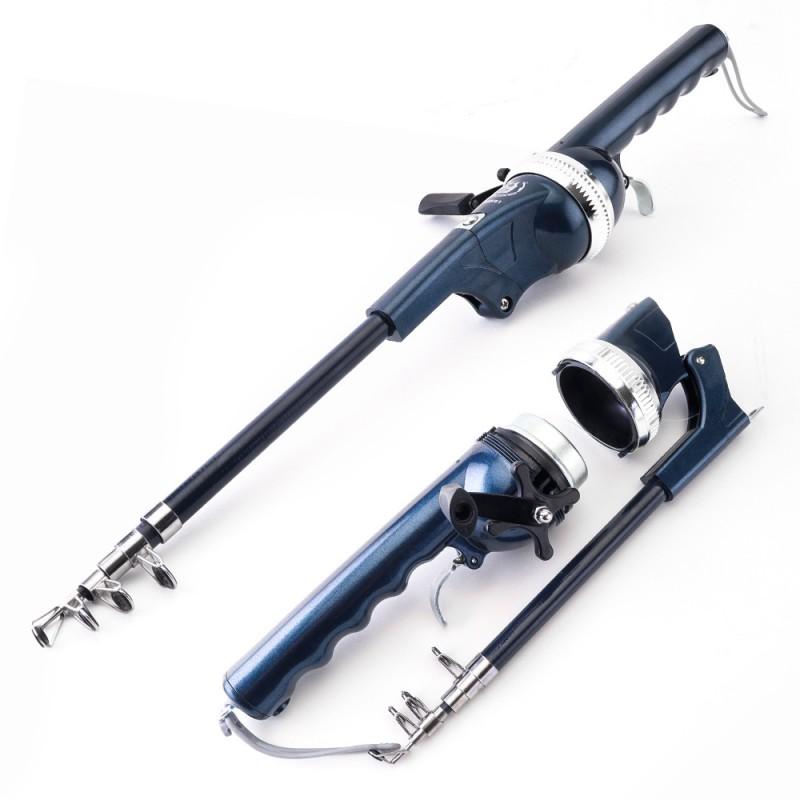 Foldable Portable Spinning Fishing Rod Combo Mini Travel Surf Casting Saltwater Freshwater