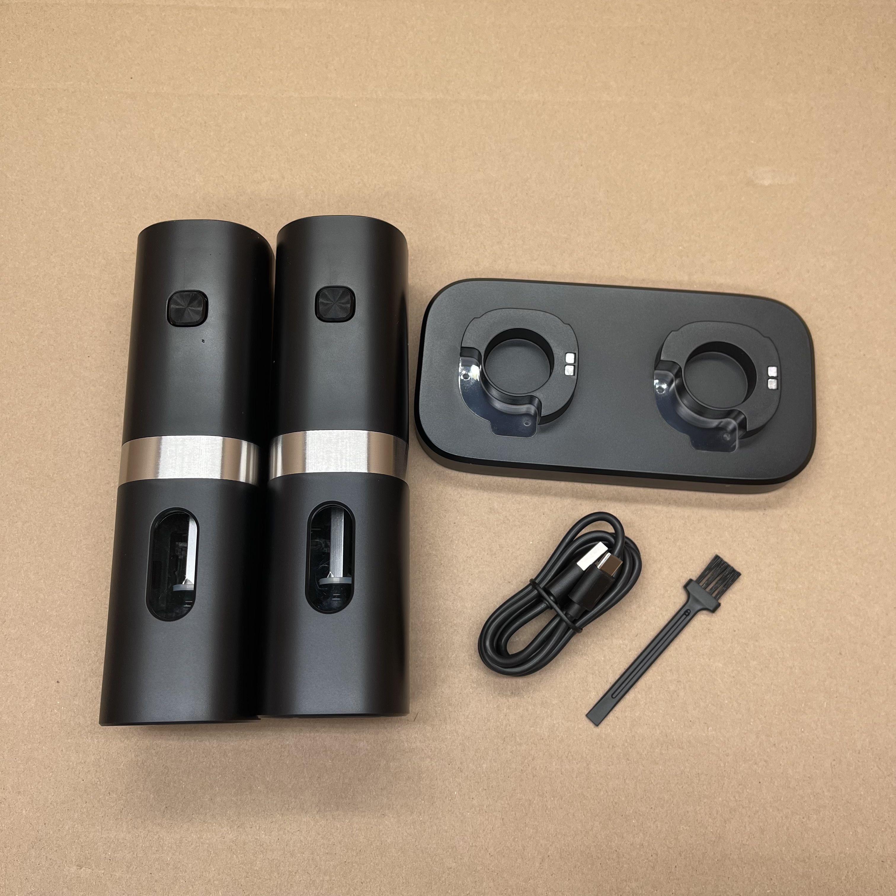 

HOT-Selling Rechargeable Automatic Electric ABS Plastic Salt and Pepper Base-Charging & Button-Control Electric Pepper Mill Set