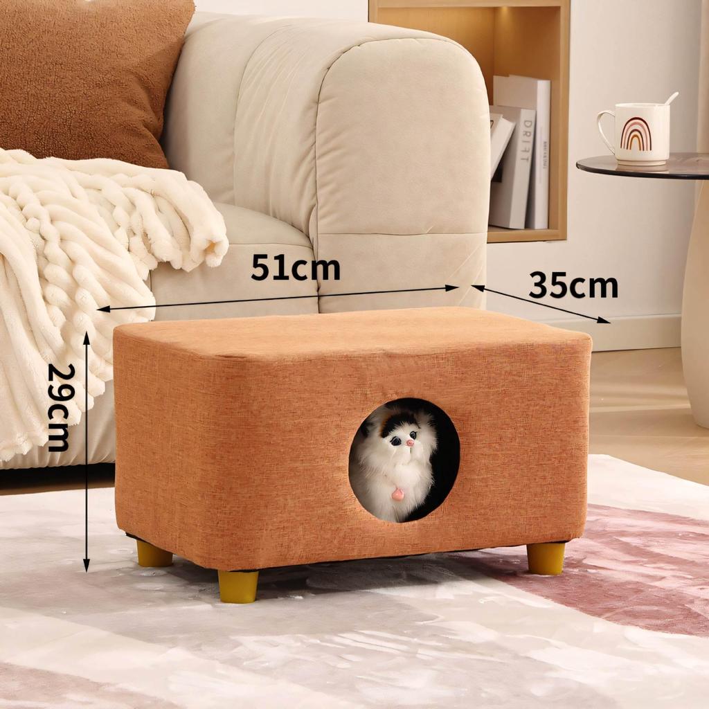 Solid Wood All-Season Cat Bed Stool: Warm Winter Semi-Enclosed Pet Bed for Kittens and Puppies