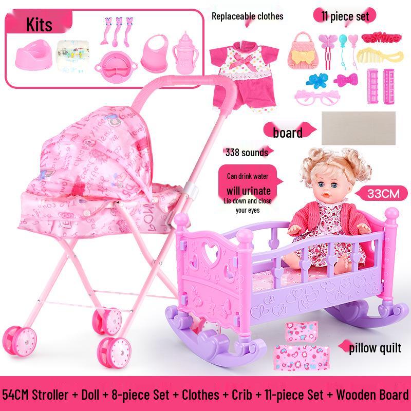 Cross-border Doll & Stroller Set for Girls - Children's Simulation Playhouse Toy
