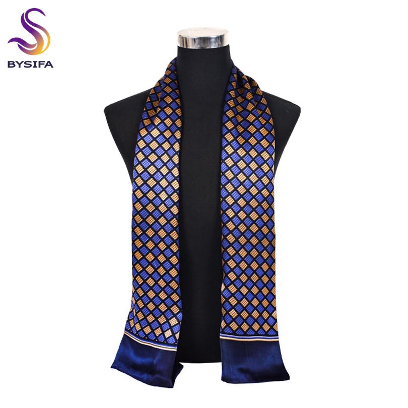 BYSIFA| New Silver Grey Man100% Silk Scarf Printed Fashion Brand Male Long Scarves Men Scarf Fall Winter Pure Silk Scarf160*26cm