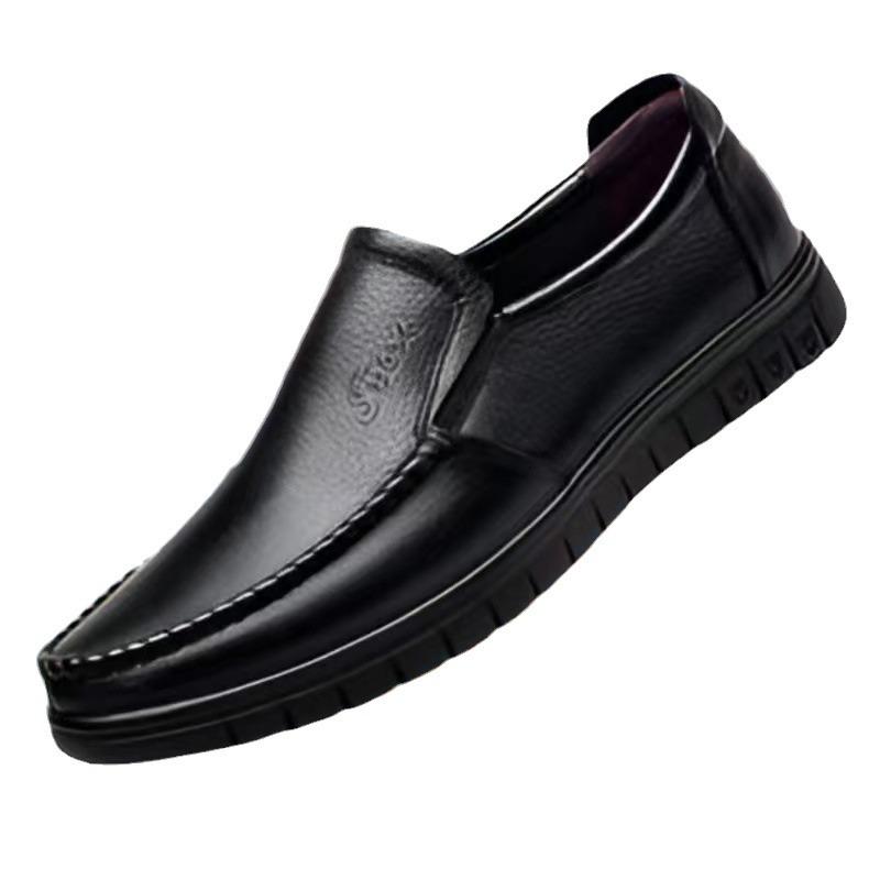 Zapatos de Cuero Versátiles para Hombre Nuevos 2024 Suela Blanda Business Casual Zapatos Doudou Trabajo Seguridad Zapatos de Papá