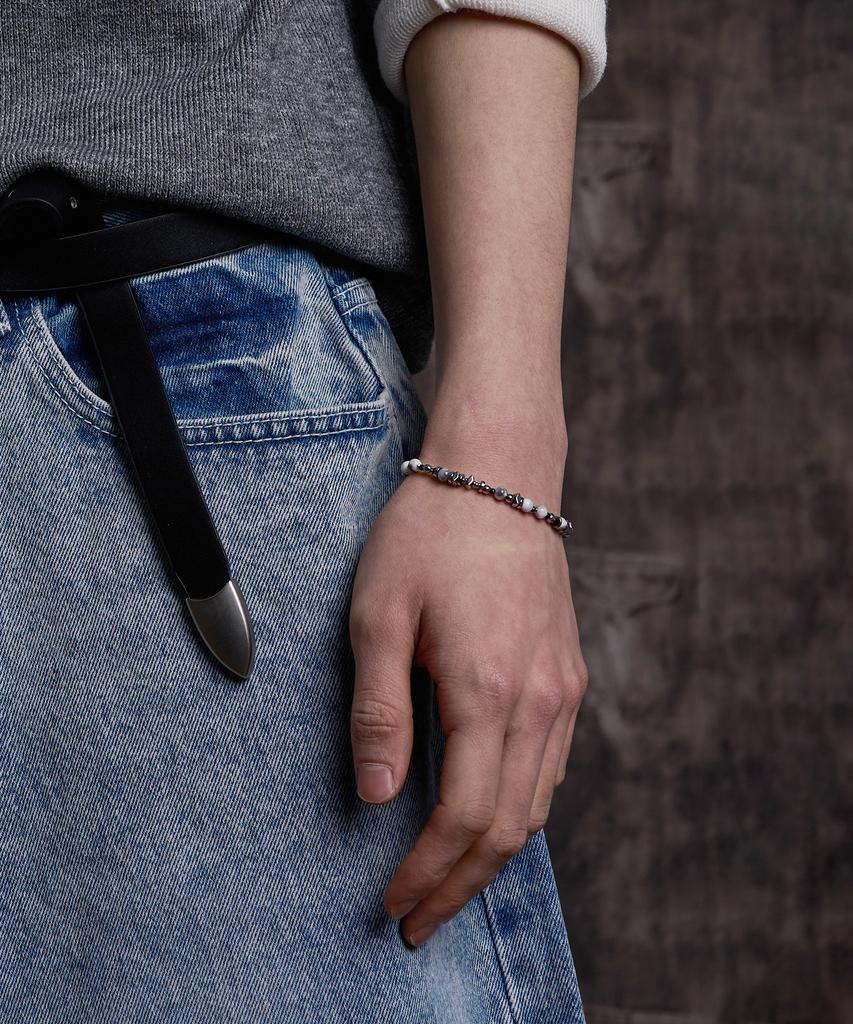 Noise Garment Multi-Stone Bracelet - White Black
