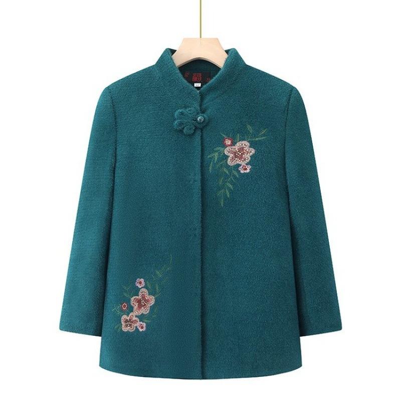 Grandma Autumn and Winter Coat Women's Middle-aged Elderly Mother Clothing Autumn Clothing Fleece Thickened Old Lady Imitation Mink Velvet Clothes