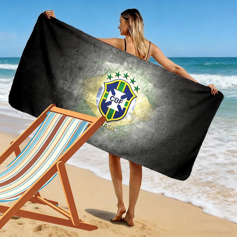Brasilien Nationalmannschaft Print Strandtuch, Großes Weiches Schnelltrocknendes Handtuch für Strand Camping Schwimmen