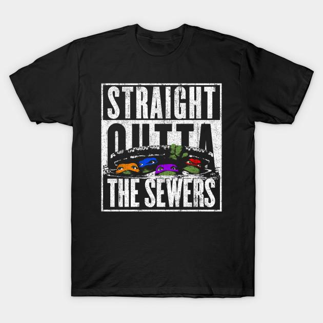 Men Black Print T-shirt Straight Outta The Sewers No-Cut Transfer Paper Print Cotton Tshirt XL чёрный