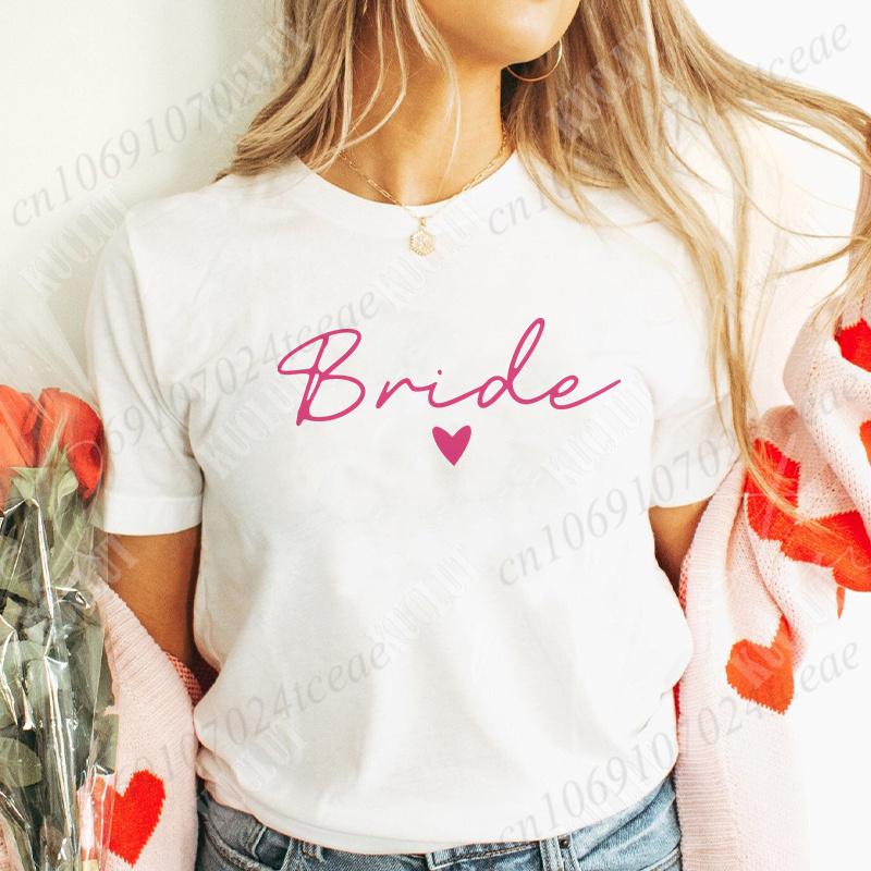 Bridal Shower Shirt for Women, Team Bride Squad Bachelorette Party Tops, Bridesmaid T-shirt, Wedding Fashion Clothes for Girls