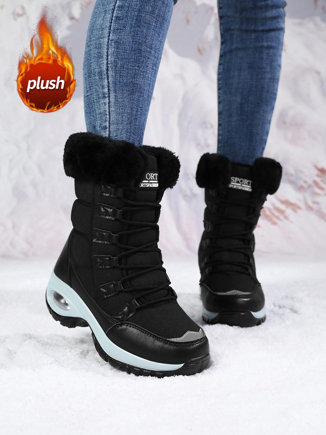 

Модные женские зимние ботинки для снега, водонепроницаемые кроссовки, теплые нескользящие ботинки, уличные женские ботинки для хайкинга, рабочая обувь, ботинки для женщин 42 чёрный