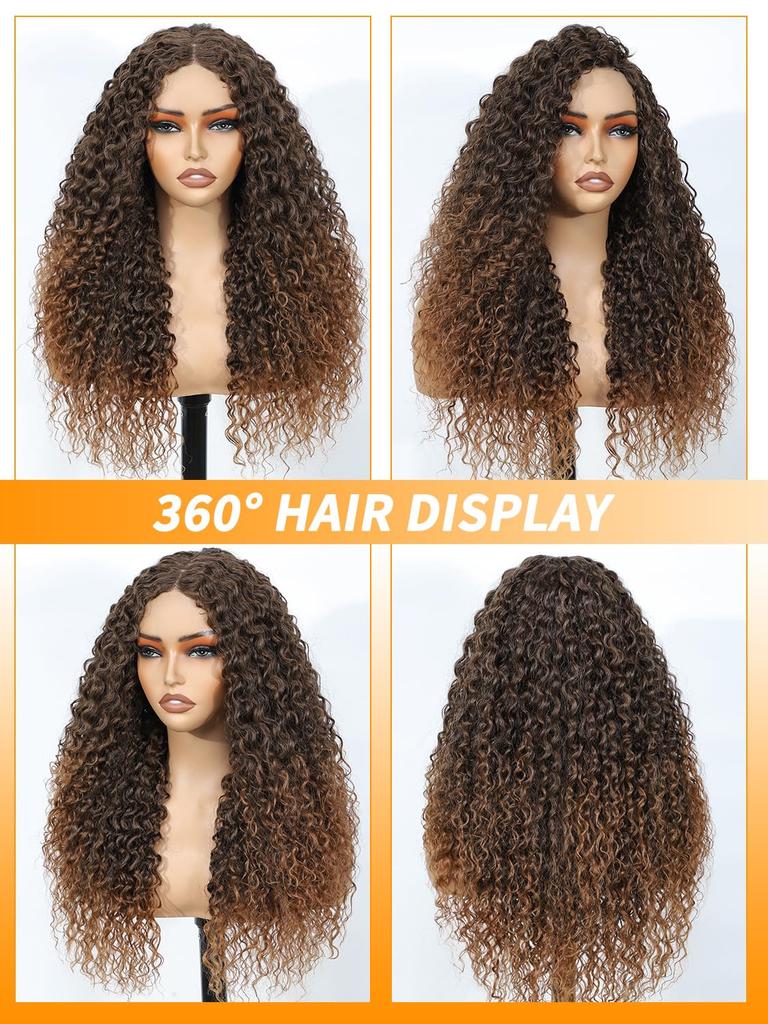 30 Inch Highlight Ombre Lace Front Wig Blonde Curly 13x6 HD Honey Blonde 4/27 Deep Wave Lace Front Wigs Plucked with Baby Hair