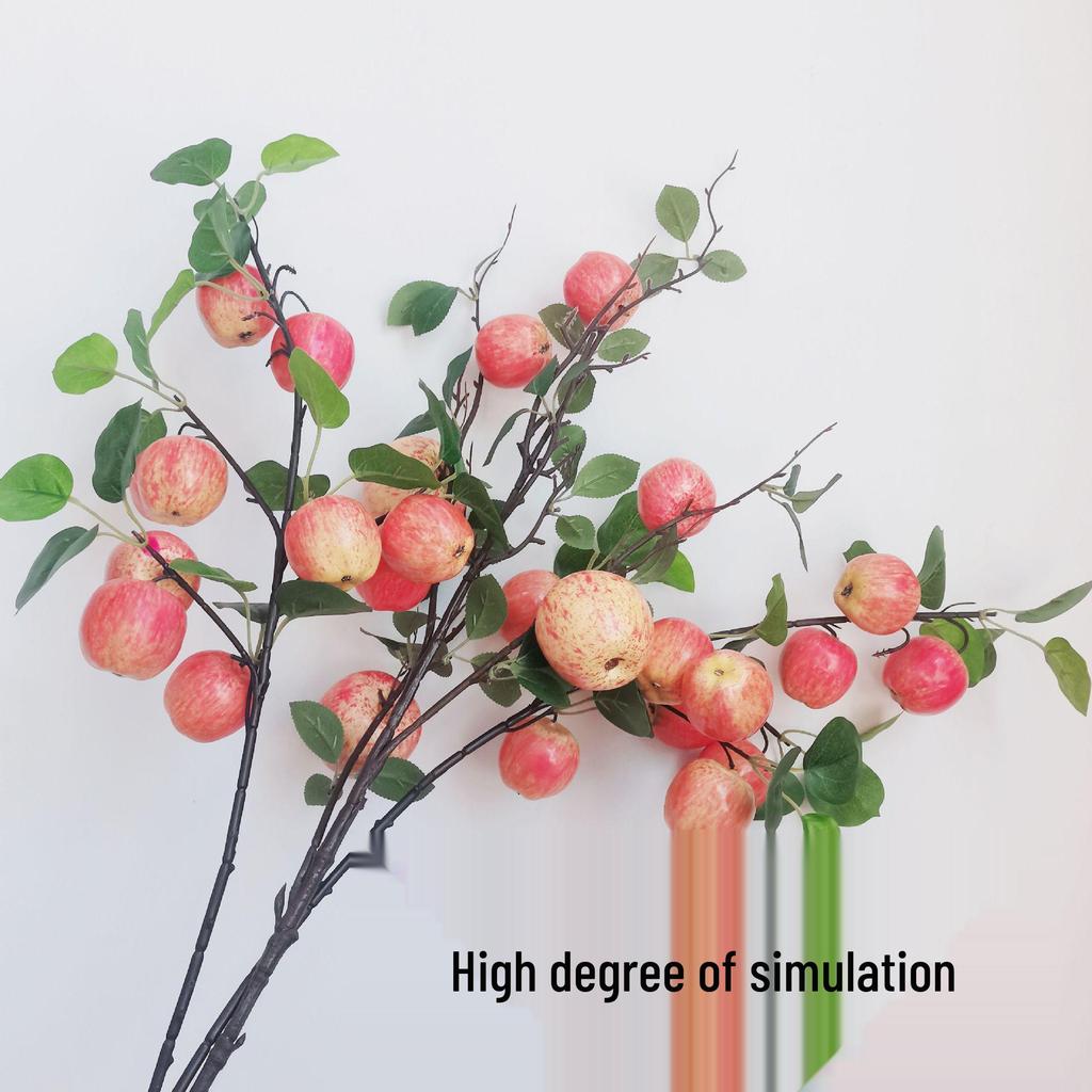 High-End Artificial Fruit Branch with Apples, Pomegranates, Oranges, Persimmons, and Lemons for Home Decor.