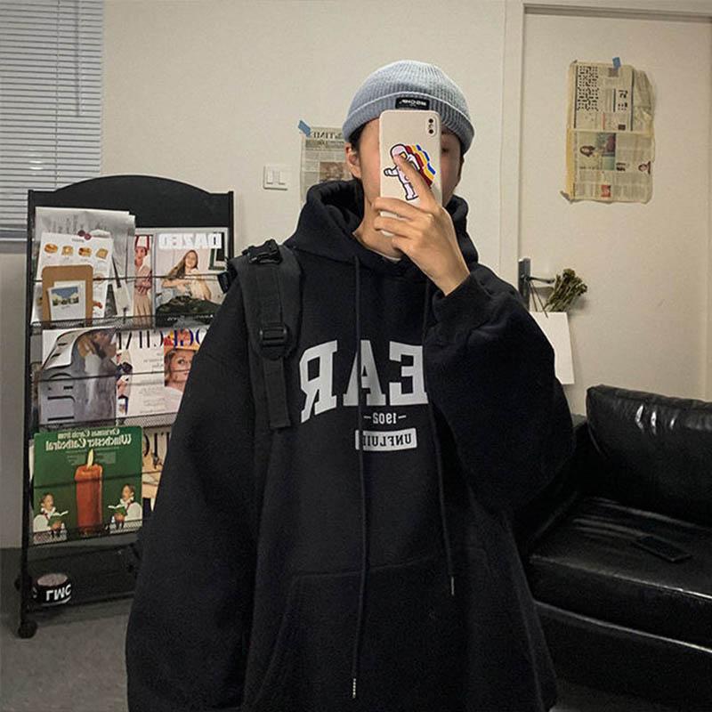 

Весенний свитер с капюшоном, мужской корейский вариант, свободная ветровка с буквенным принтом, модный пуловер, топ, универсальная толстовка 5XL