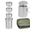 Titanium Tee-Set Tragbare Tassen Geschirr Stapelbar mit Tasche Vielseitige Reise-Teekanne für Reisen Outdoor Zuhause Angeln Büro