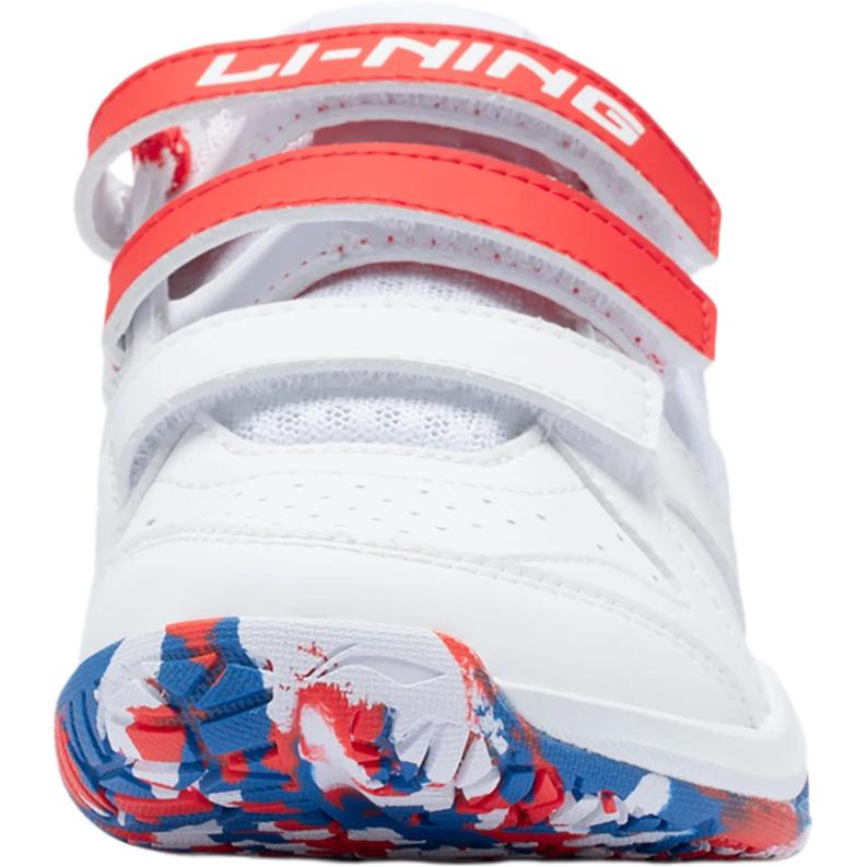Li Ning Thunder Jr. Seamless Fashion Non-Slip Durable Low-Top Kids Training Shoes Kids Training Shoes Standard-White Flame-Red Blue AYTV012-1
