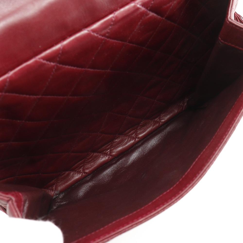 CHANEL Matelasse Shoulder Bag COCO Mark Fringe vintage Red lambskin Women Used