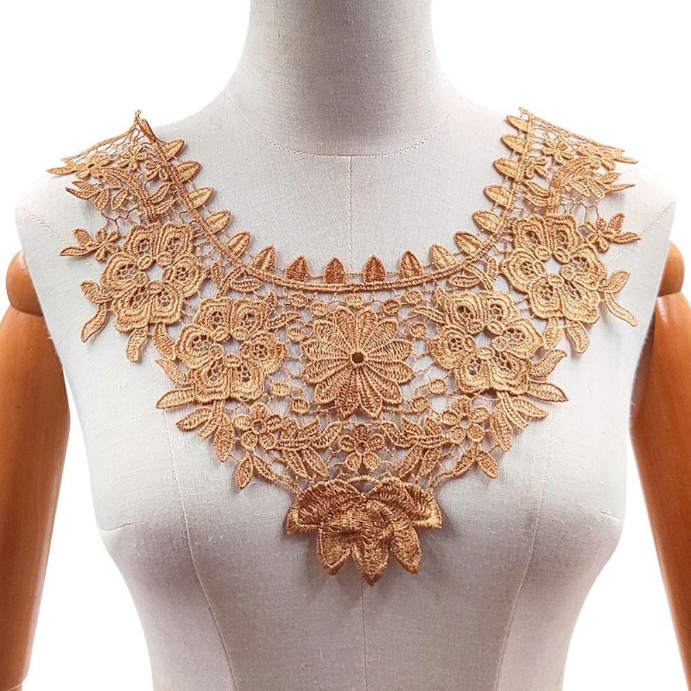 5PCS Hollow Out Pattern Embroidered Collar Multicolor Flower Collar Fake Collar  Women's Fashion