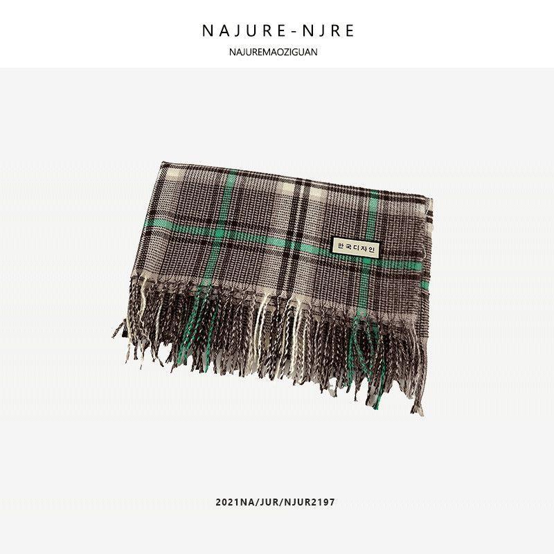 Plaid Scarf Women's Winter All Match Korean Style Fashionable Shawl Students Warm Imitation Cashmere Scarf French Casual