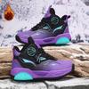 Autumn and Winter Leather Super Fiber Leather Children's Basketball Shoes with Plush Insulation for Teenagers' Casual Basketball Sports Shoes