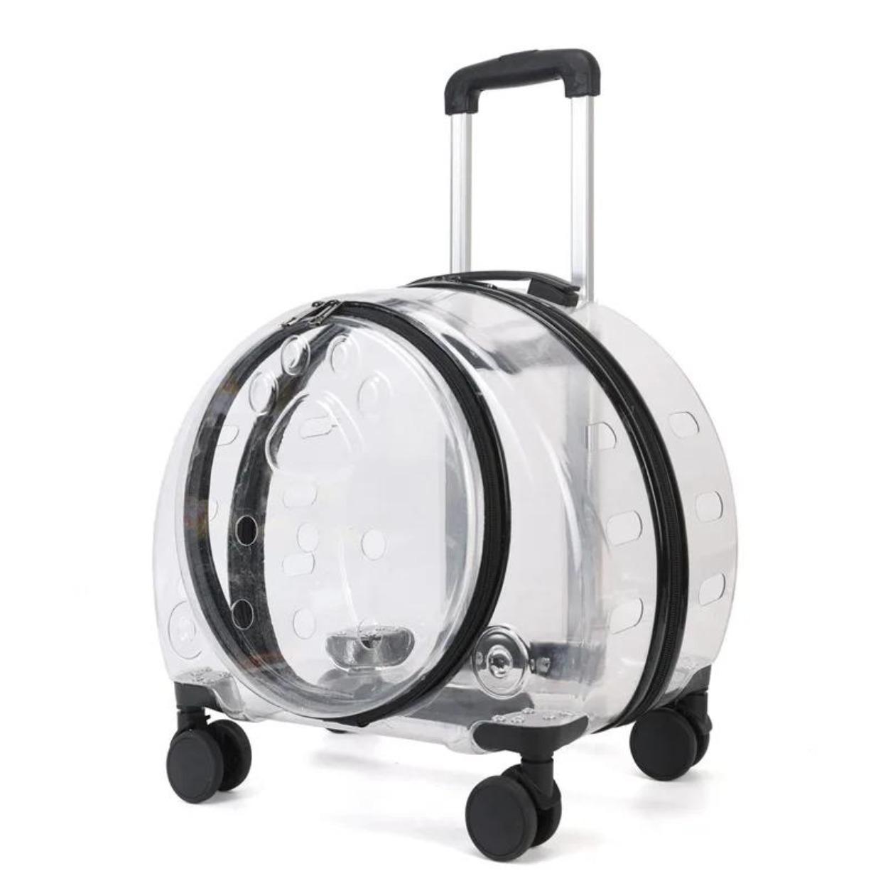 Transparent Pet Travel Carrier Portable Trolley