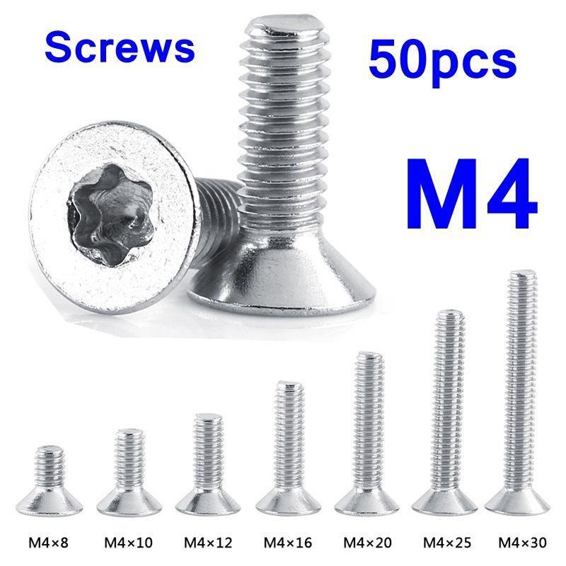Fastener M4/×20 Flat Head A2-70 Home Use Office Use for Industrial Screw 8mm to 30mm Bolt