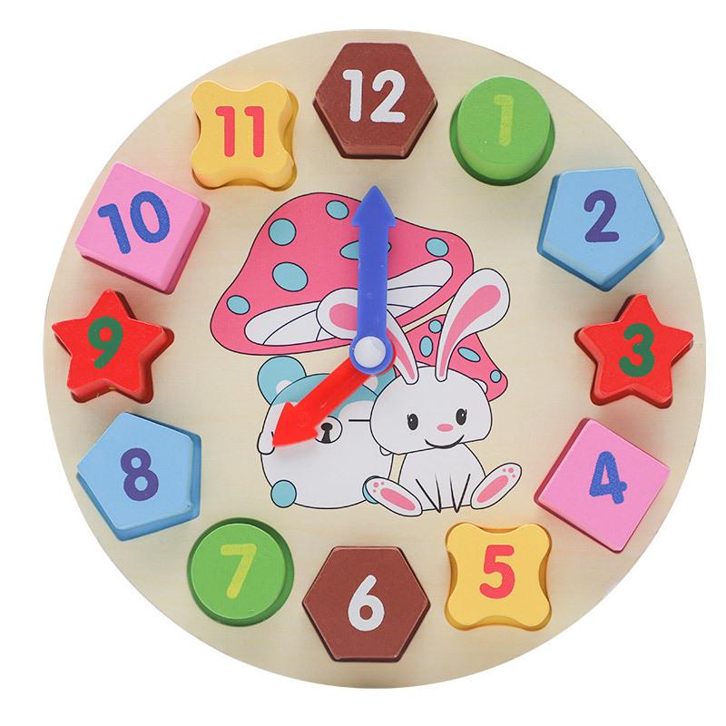 

Montessori Children Clock Puzzle Cartoon Animals Cognitive Numbers Clock Early Learning Threading Assembly Toys For Children Kid